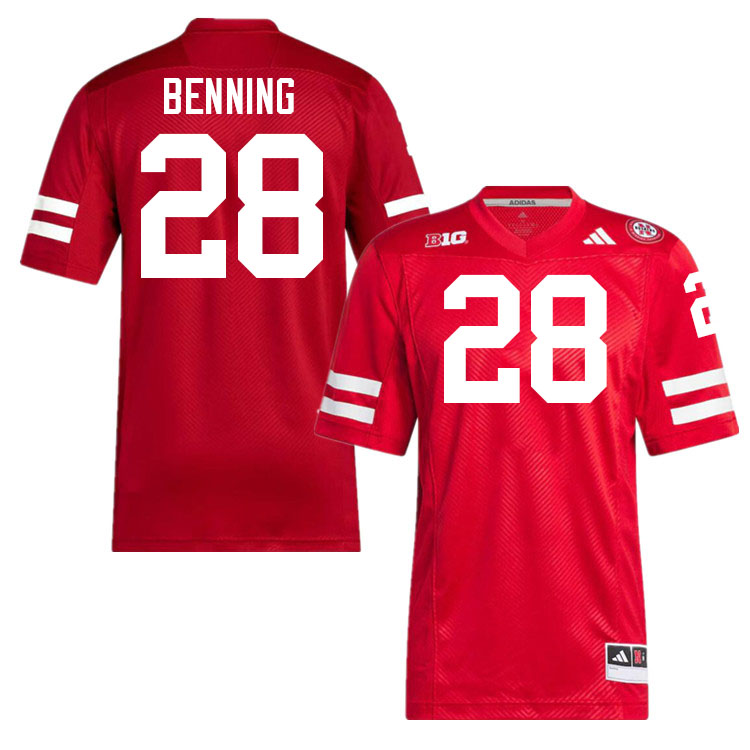 Men #28 Caleb Benning Nebraska Cornhuskers College Football Jerseys Stitched Sale-Scarlet